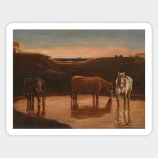 Horses at the Ford by Giovanni Segantini Sticker